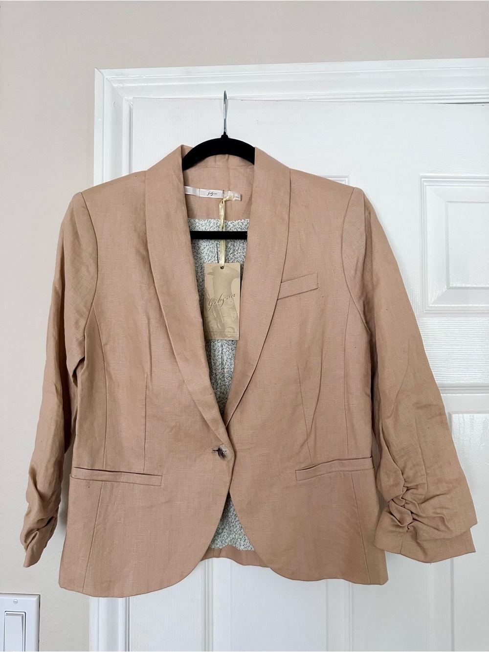NWT Boutique Light Brown Women's Linen Blend Blazer - 100% linen